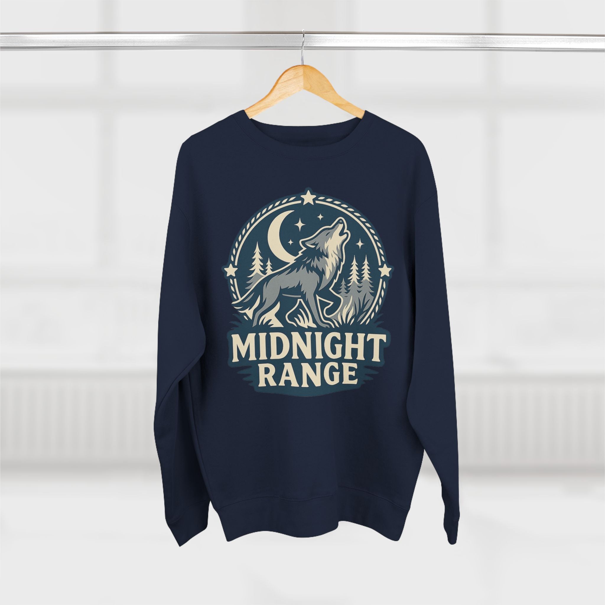 Midnight Range Wolf Sweatshirt | Cozy Unisex Crewneck | Perfect for Nature Lovers, Fall Adventures, and Bonfire Nights