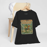 Leap, Land, Conquer – Japanese Ukiyo-e Warrior Frog T-Shirt, Funny Graphic Art Tee
