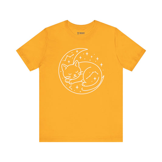 Cozy Cat Moon T-Shirt - Relaxed Tee for Cat Lovers, Perfect Gift for Birthdays, Holidays, or Casual Wear, Soft Cotton Top, Animal Lovers Tee