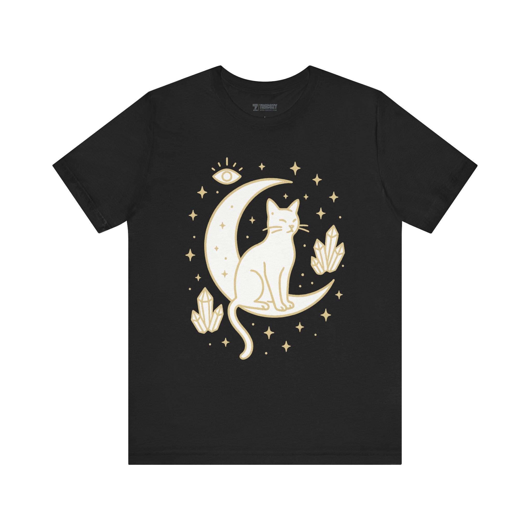 Cat with Crystals Tee, Cozy Cat Lover Shirt, Gift for Pet Owners, Trending Cute Animal Top, Cute Cat Tee