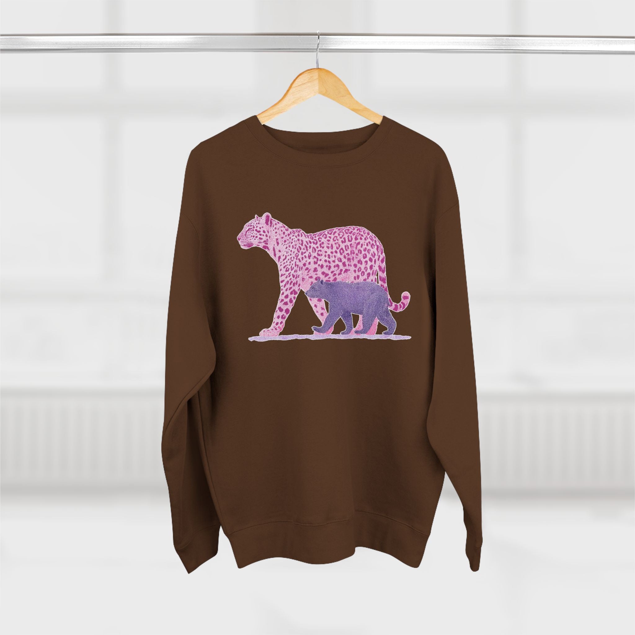Pink Leopard Unisex Crewneck Sweatshirt, Animal Lover Gift, Eco-Friendly Apparel, Matching Sweatshirts