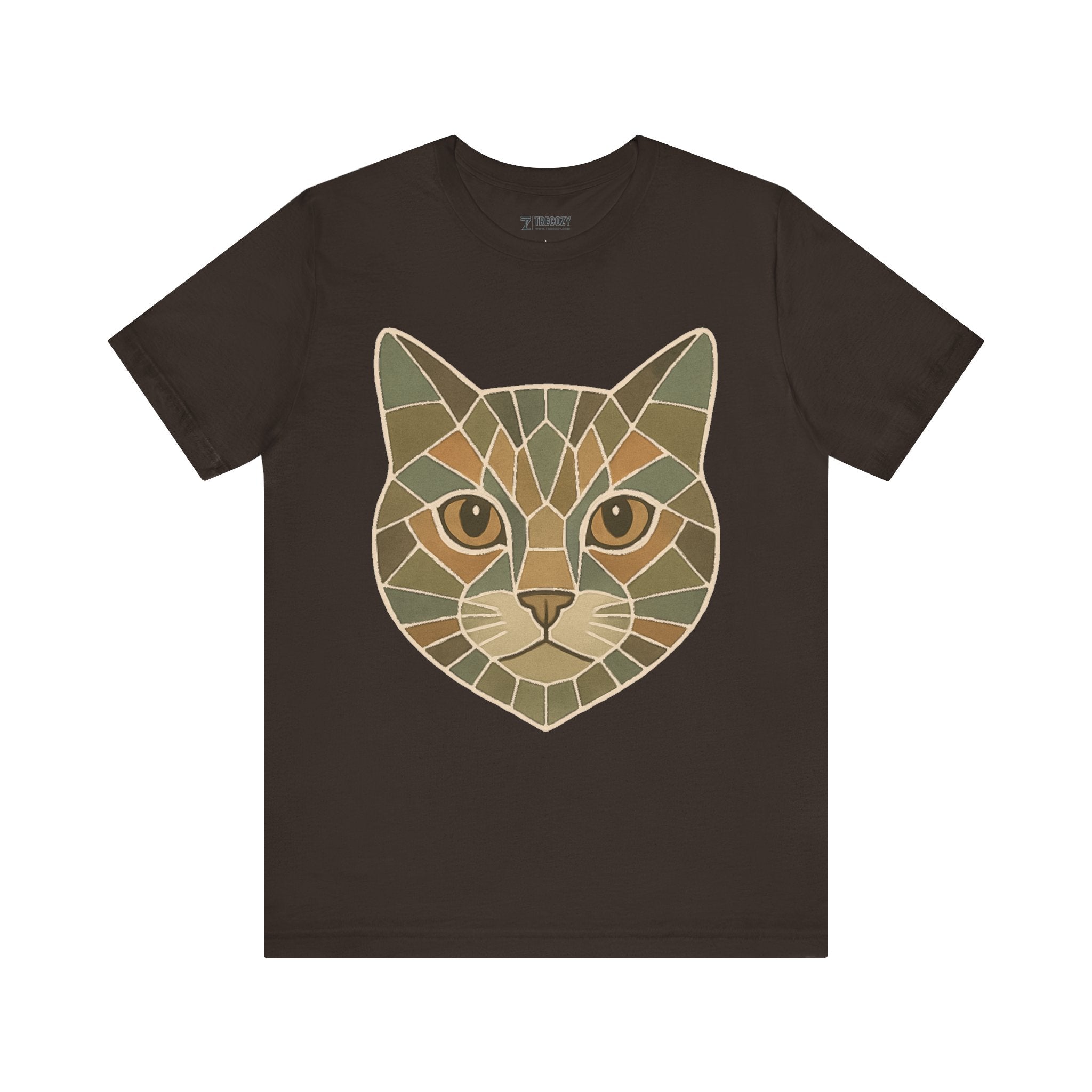 Geometric Cat Tee, Cozy TShirt, Gift for Pet Owners, Trending Cute Animal Top, Cute Cat Tshirt