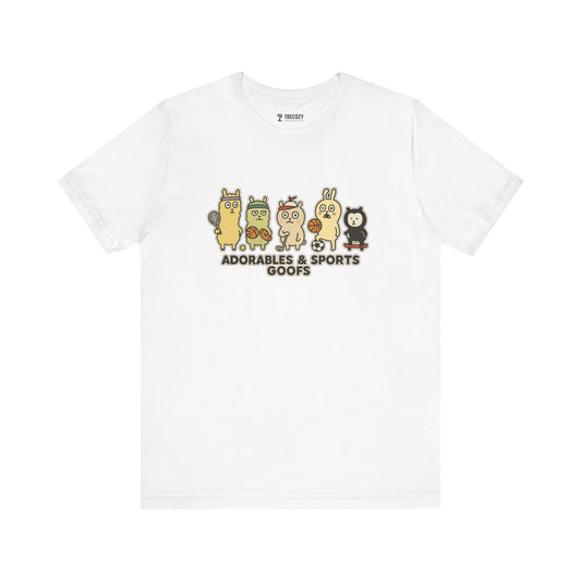 Adorables & Sports Goofs – Cute Animal Sports Cartoon T-Shirt, Fun Playful Graphic Tee