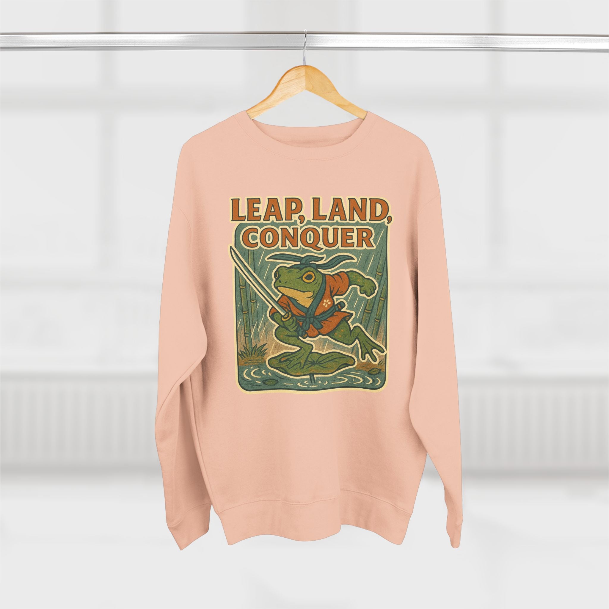 Ukiyo-e Whimsical Frog Adventure Sweatshirt | Leap Land Conquer Unisex Crewneck | Perfect for Nature Lovers, Gift for Friends, Cozy Casual Wear
