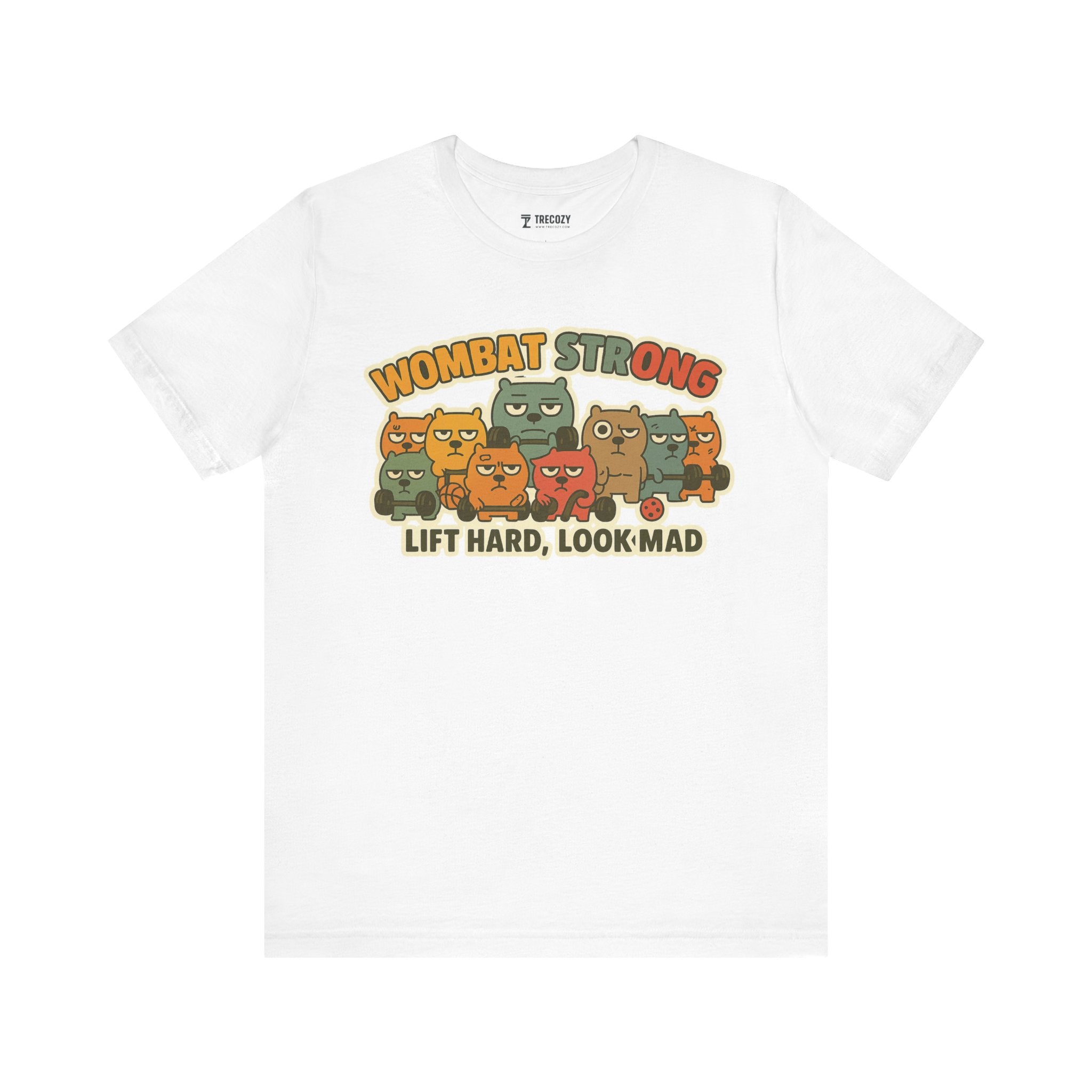 Wombat Strong – Funny Gym Animal T-Shirt, Lift Hard Look Mad Cartoon Graphic Tee