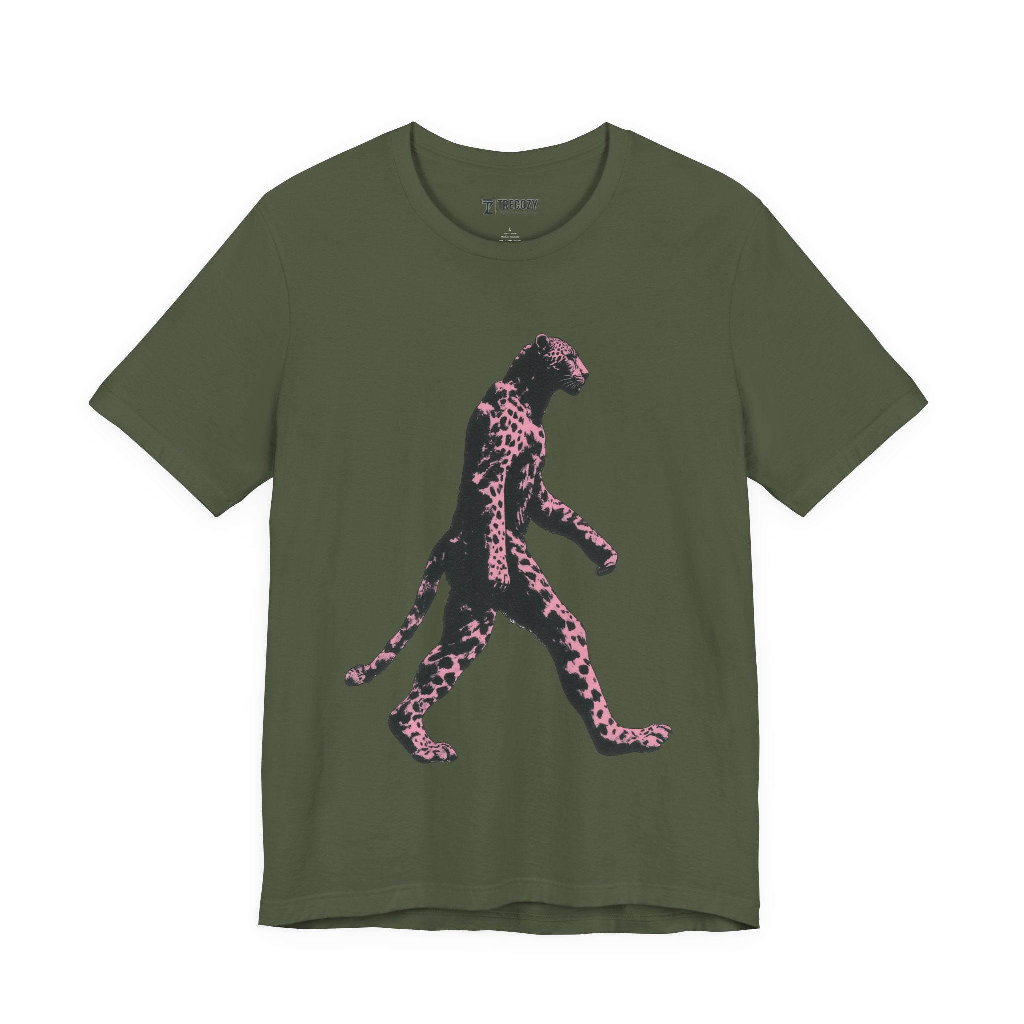 Pink Panthera Walk – Bold Leopard-Inspired T-Shirt, Fierce Urban Jungle Graphic Tee, Bold Animal Print Shirt