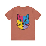 Colorful Cat Tee, Cozy Cat Lover Shirt, Gift for Pet Owners, Trending Cute Animal Top, Nature Inspired Fashion