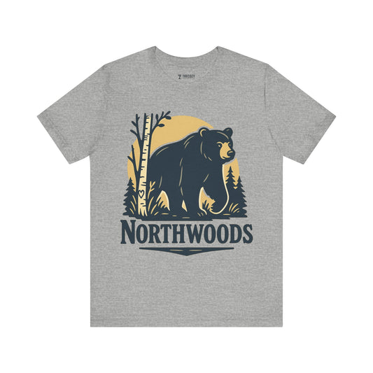 Northwoods Unisex Tee – Vintage Graphic Bear T-Shirt for Outdoorsy Souls, Perfect Gift for Adventurers, Casual Wear, or Travel