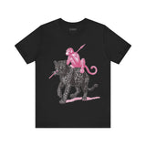 Warrior Monkey & Panther – Bold Tribal-Inspired T-Shirt, Fierce Jungle Duo Graphic Tee, Bold Animal Print Shirt