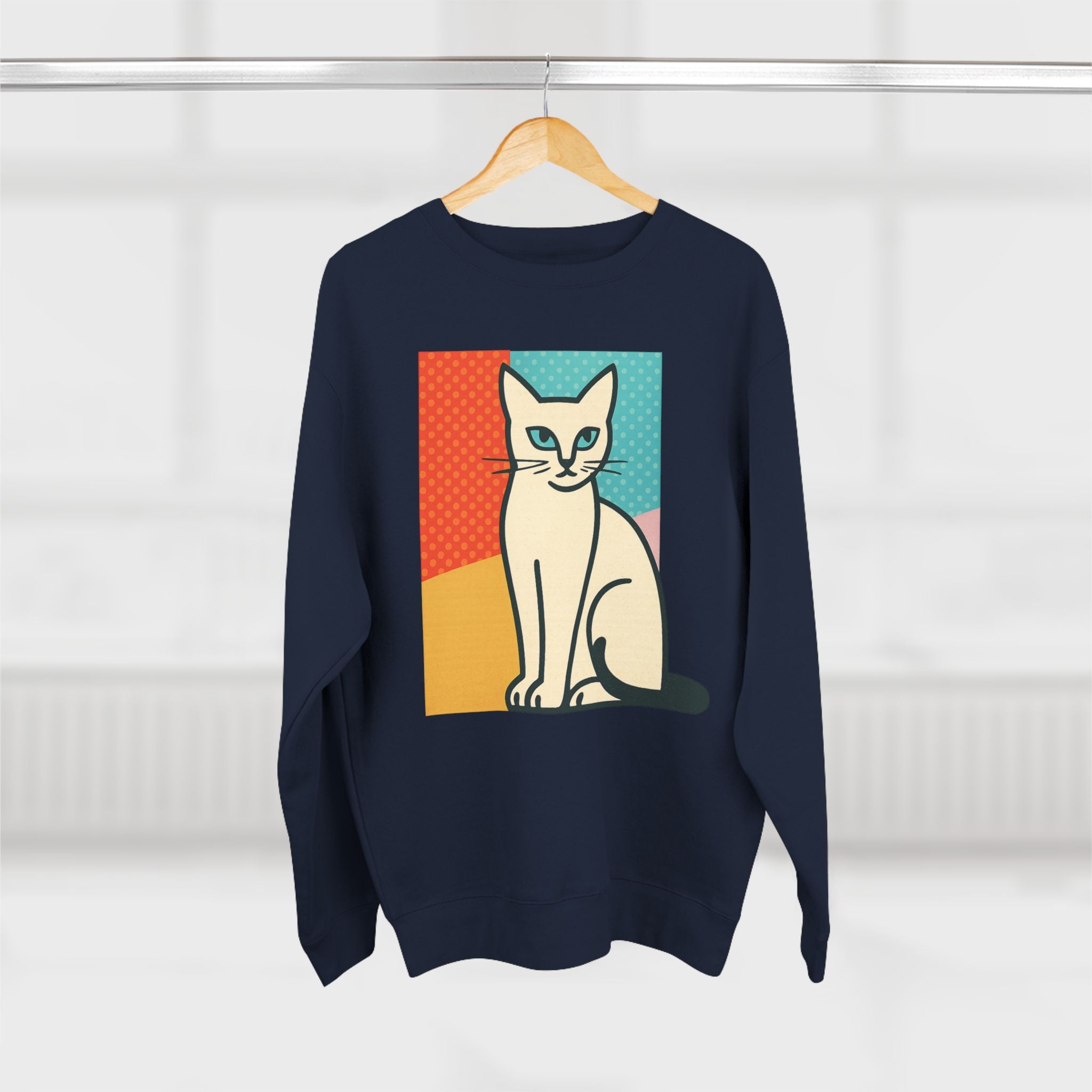 Modern Art Cat Unisex Crewneck Sweatshirt, Cat Lover Gift, Cozy Sweater for Pet Owners, Cute Animal Apparel, Perfect for Birthdays, Holidays