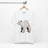 Geometric Bear & Fish – Hand-Drawn Abstract Wildlife T-Shirt, Modern Nature Graphic Tee, Wildlife Graphic Tee