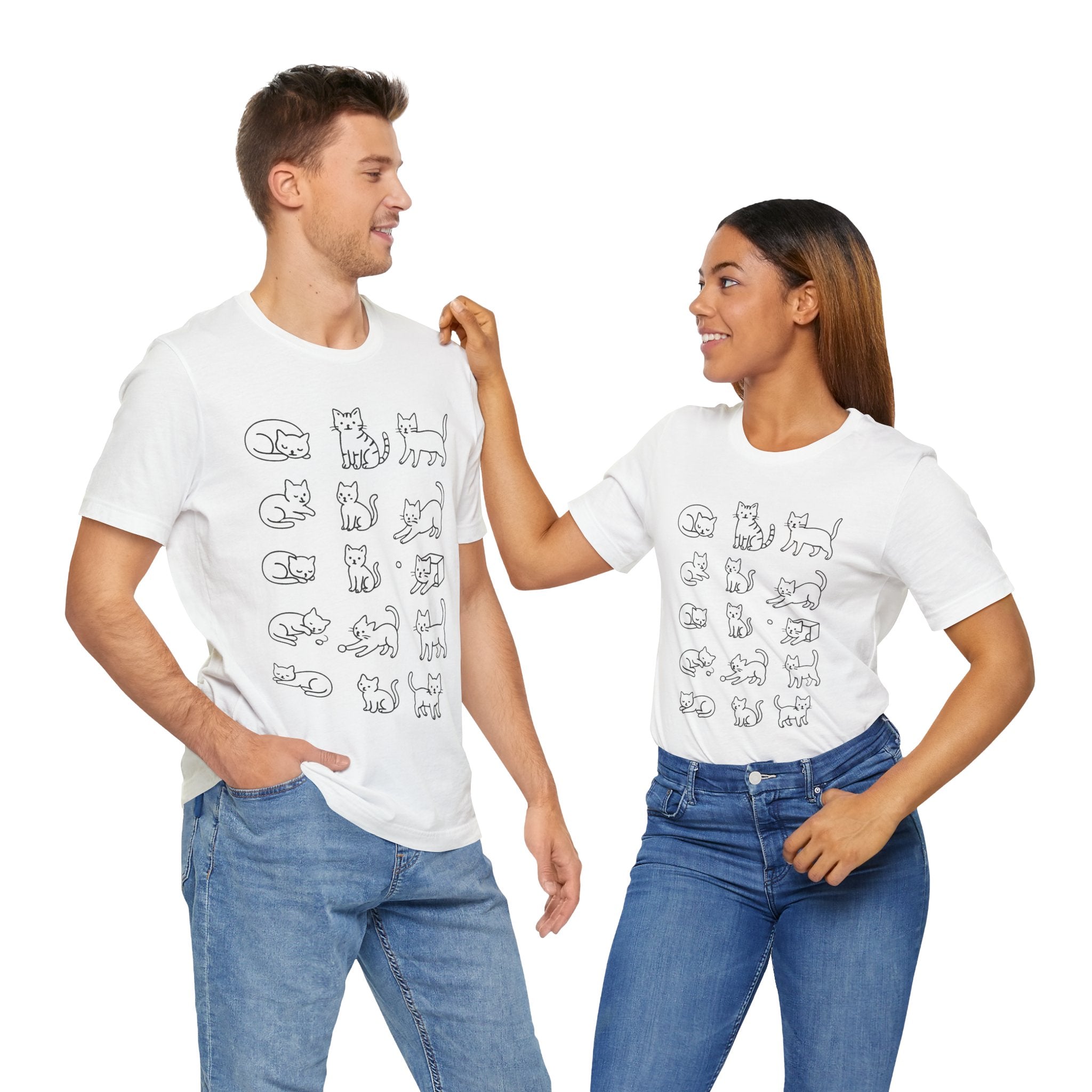 Multiple Cats Playing Tee, Cozy Cat Lover Shirt, Gift for Pet Owners, Cute Animal Top, Cat with Flowers