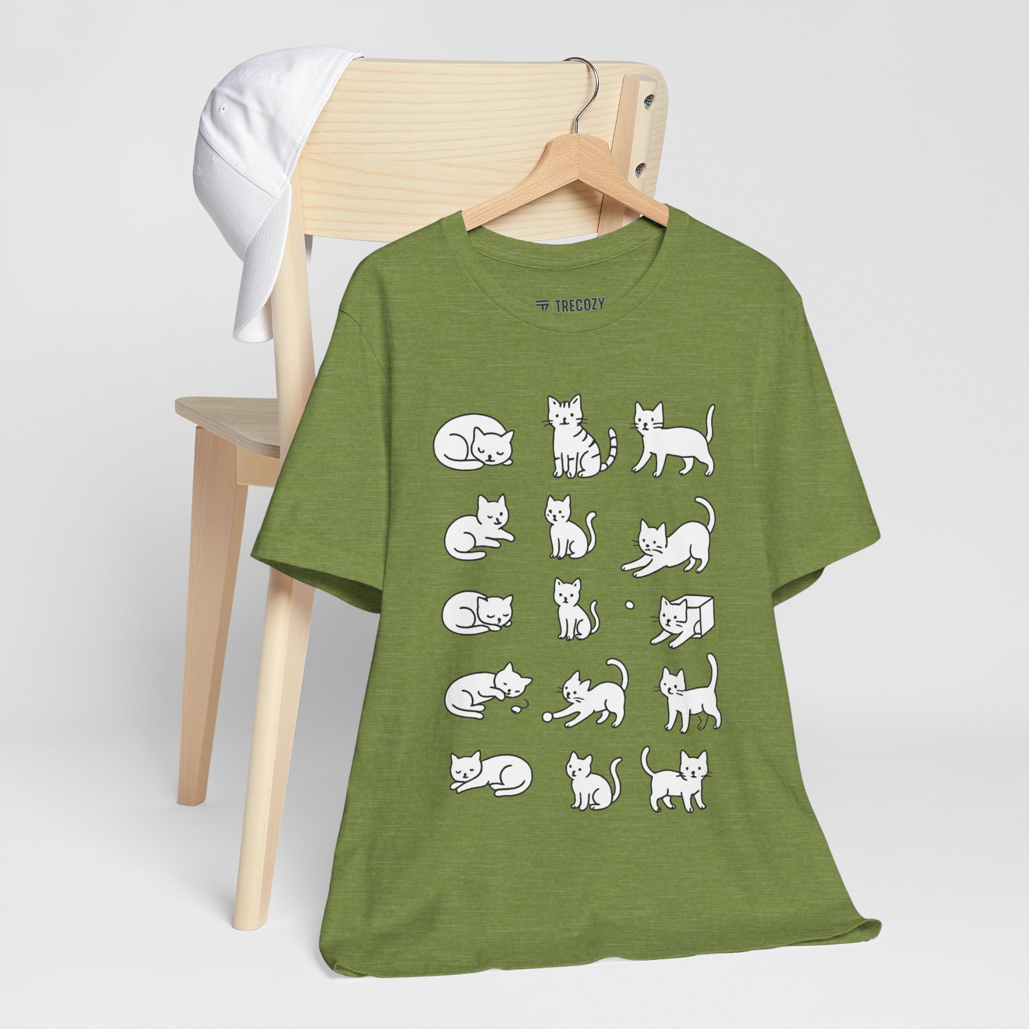 Multiple Cats Playing Tee, Cozy Cat Lover Shirt, Gift for Pet Owners, Cute Animal Top, Cat with Flowers