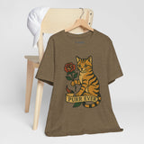 Purr Ever Cat Tee, Cozy Cat Lover Shirt, Gift for Pet Owners, Cute Animal Top, Cat with Flowers