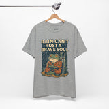 Rain Can’t Rust a Brave Soul – Japanese Ukiyo-e Samurai Frog T-Shirt, Zen Warrior Graphic Tee