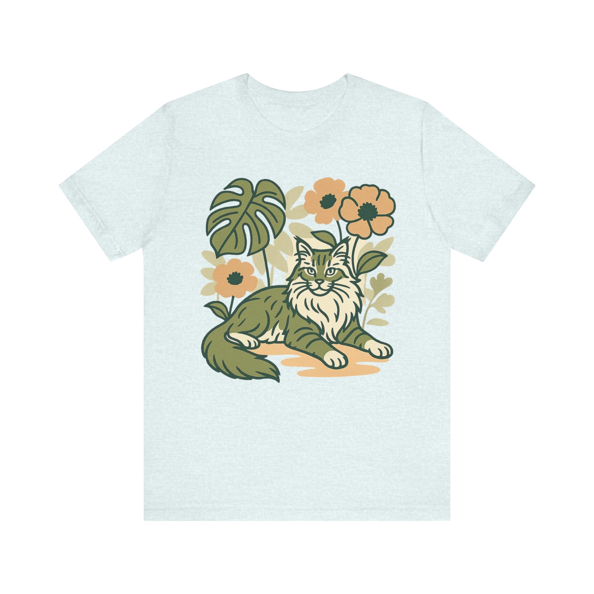 Cat with Plants Tee, Unisex Graphic Shirt, Pawsome Travel Shirt, Pet Lover Gift, Outdoor Adventure Apparel