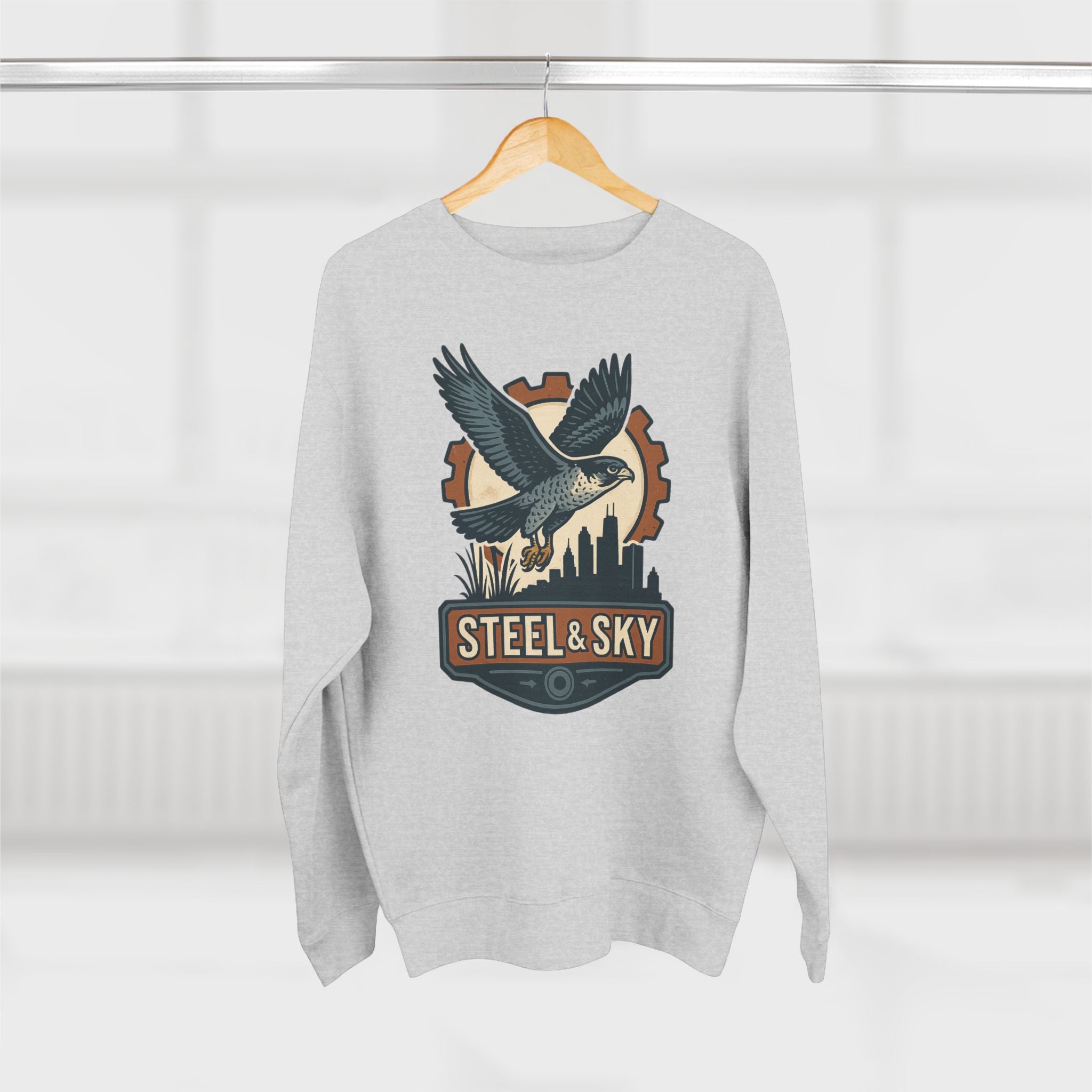 Steel And Sky Unisex Crewneck Sweatshirt - Cozy Fall Wear, Nature Lover Gift, Perfect for Halloween, Casual Comfy Style
