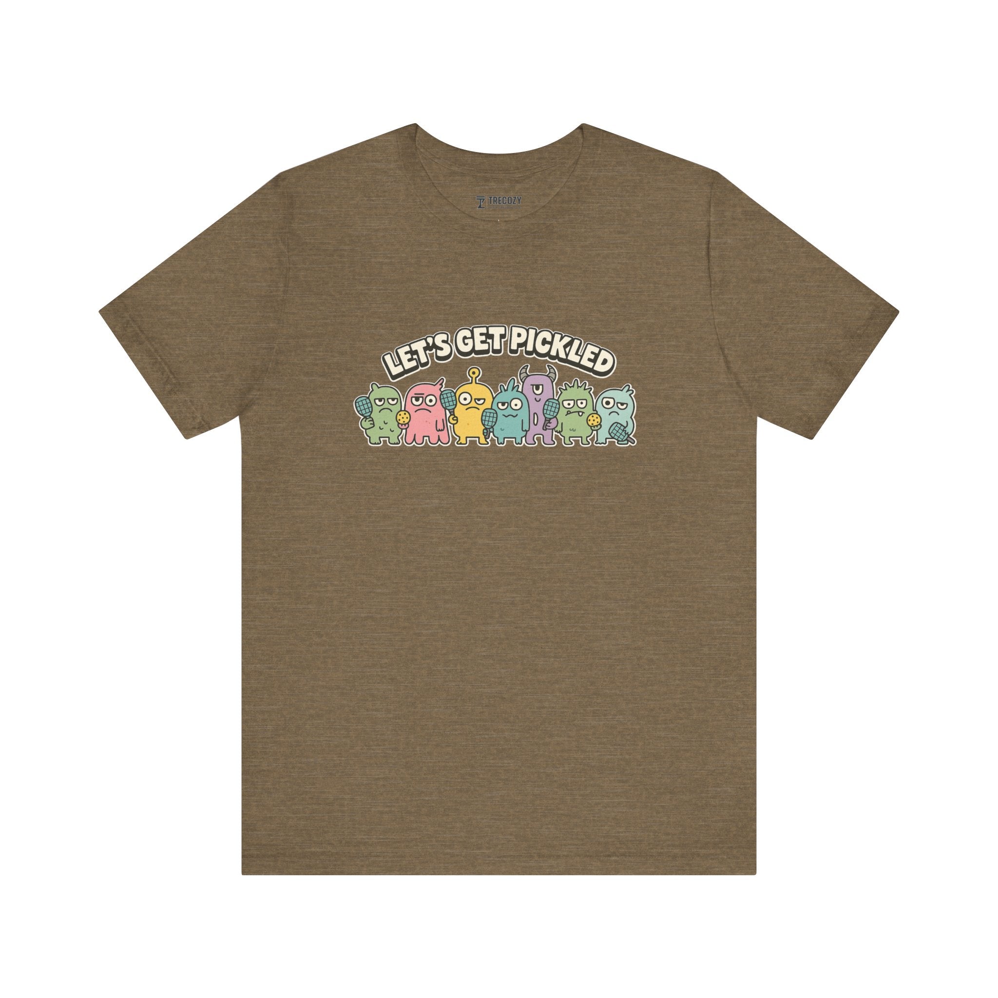 Let’s Get Pickled – Funny Pickleball Monster T-Shirt, Quirky Cartoon Sports Graphic Tee