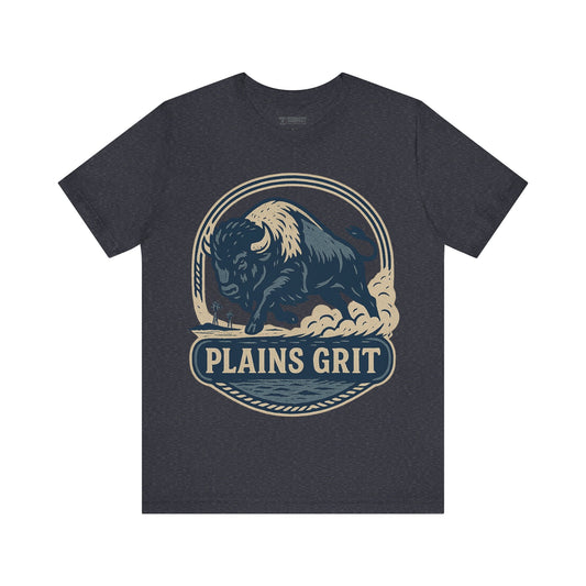 Plains Grit Unisex Tee – Vintage Graphic Bison T-Shirt for Outdoorsy Souls, Perfect Gift for Adventurers, Casual Wear, or Travel