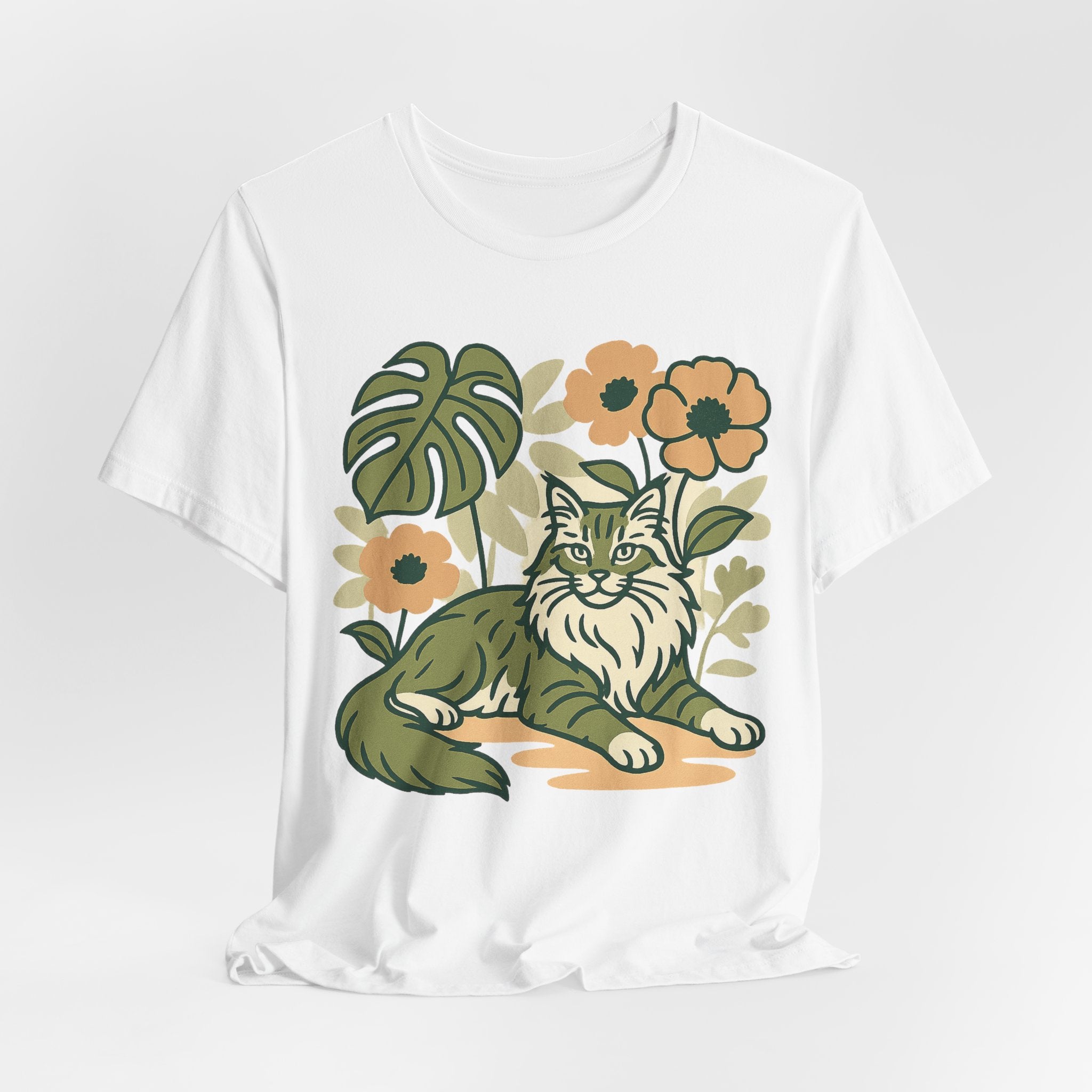 Cat with Plants Tee, Unisex Graphic Shirt, Pawsome Travel Shirt, Pet Lover Gift, Outdoor Adventure Apparel