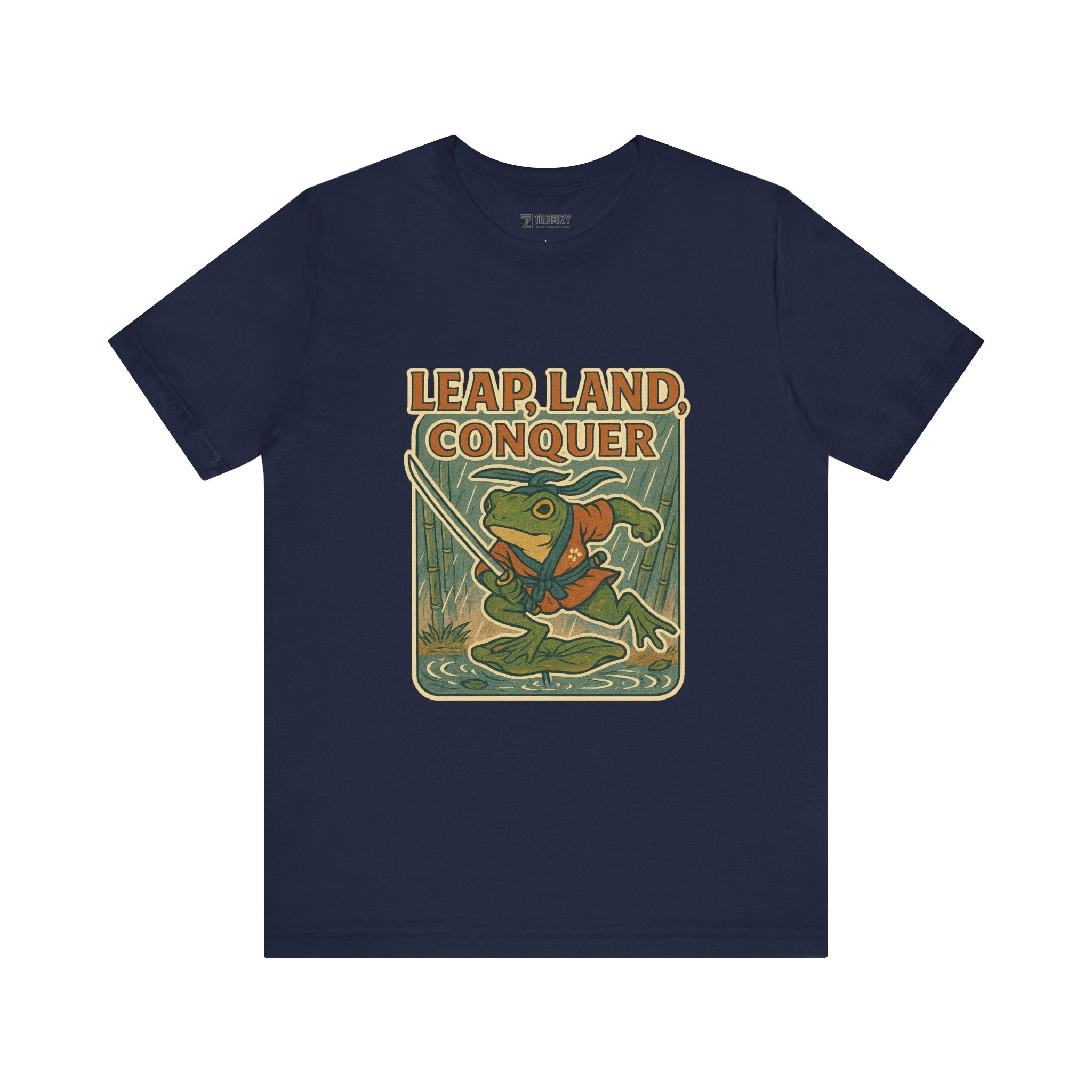 Leap, Land, Conquer – Japanese Ukiyo-e Warrior Frog T-Shirt, Funny Graphic Art Tee