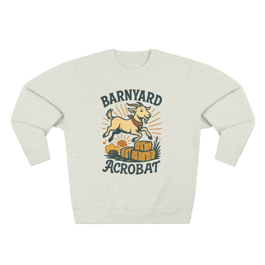Barn Yard Acrobat GOAT Unisex Crewneck Sweatshirt | Cozy Fall Fashion, Gift for Nature Lovers, Perfect for Outdoors & Running, Seasonal Apparel