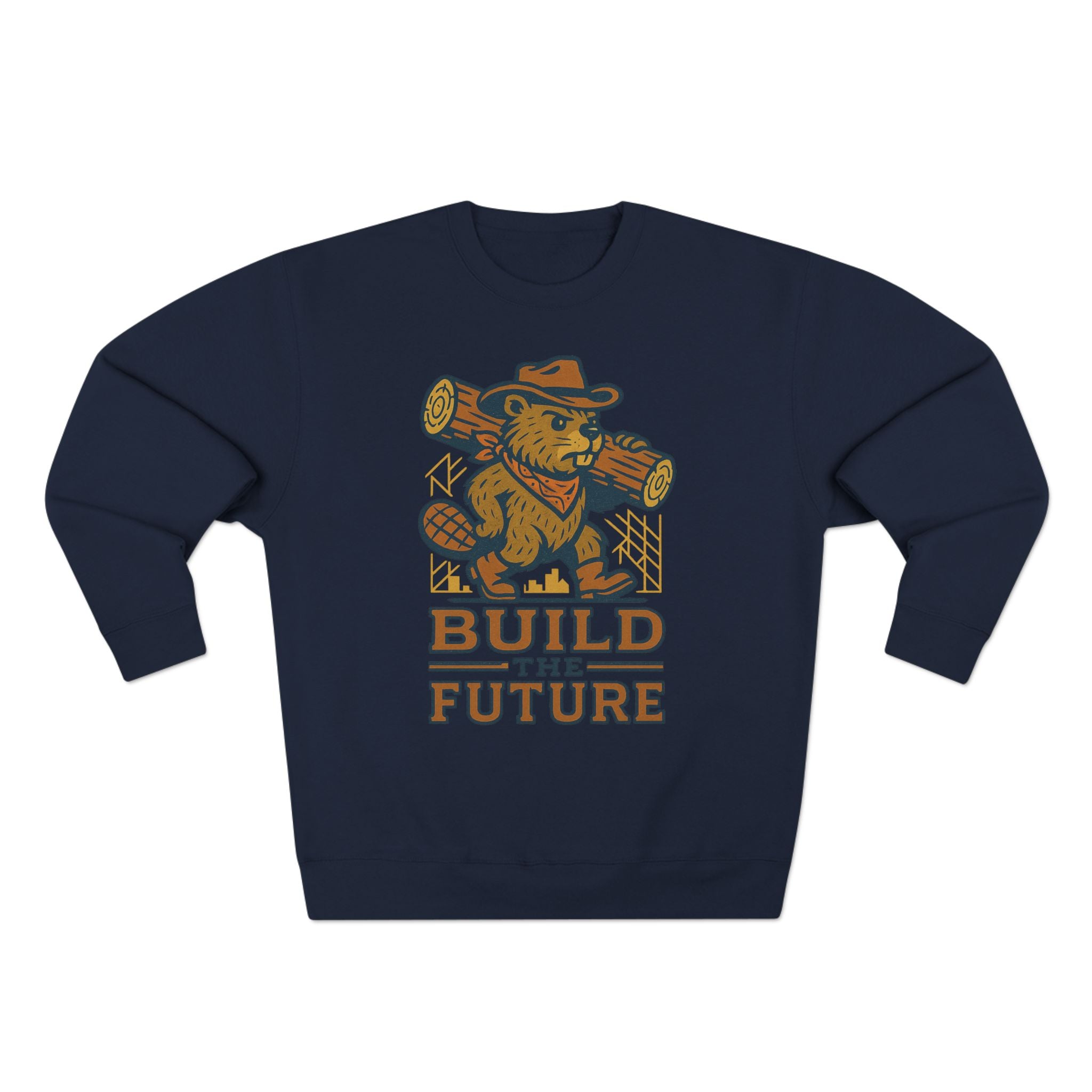 Cozy Unisex Beaver Crewneck Sweatshirt - Build the Future, Inspirational Gift for Dreamers, Casual Layer for Nature Lovers, Comfortable