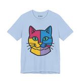 Colorful Cat Tee, Cozy Cat Lover Shirt, Gift for Pet Owners, Trending Cute Animal Top, Nature Inspired Fashion
