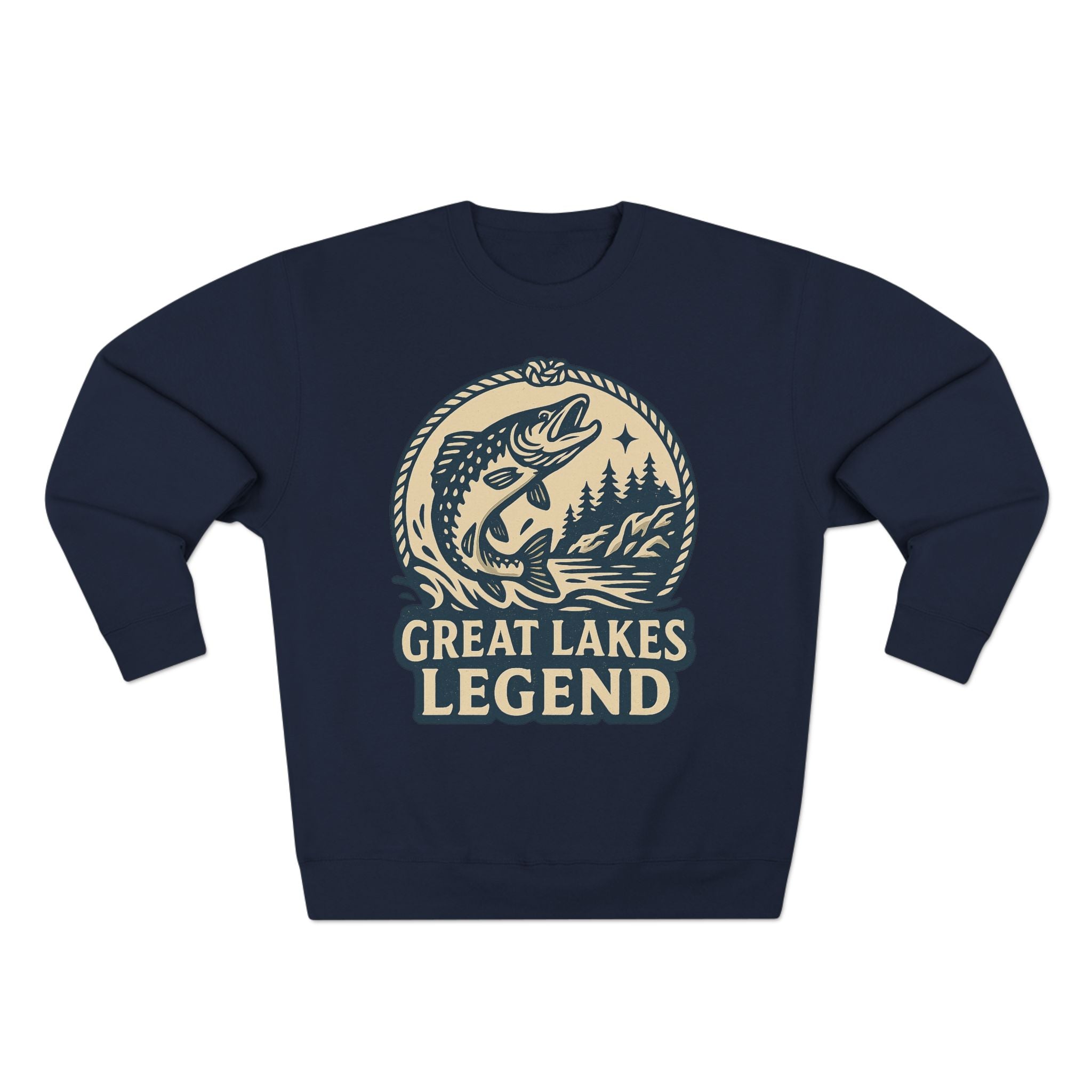 Great Lakes Legend Unisex Crewneck Sweatshirt | Cozy Outdoors Vibe, Perfect for Nature Lovers, Gift for Fishermen, Casual Wear, Fall Fashion