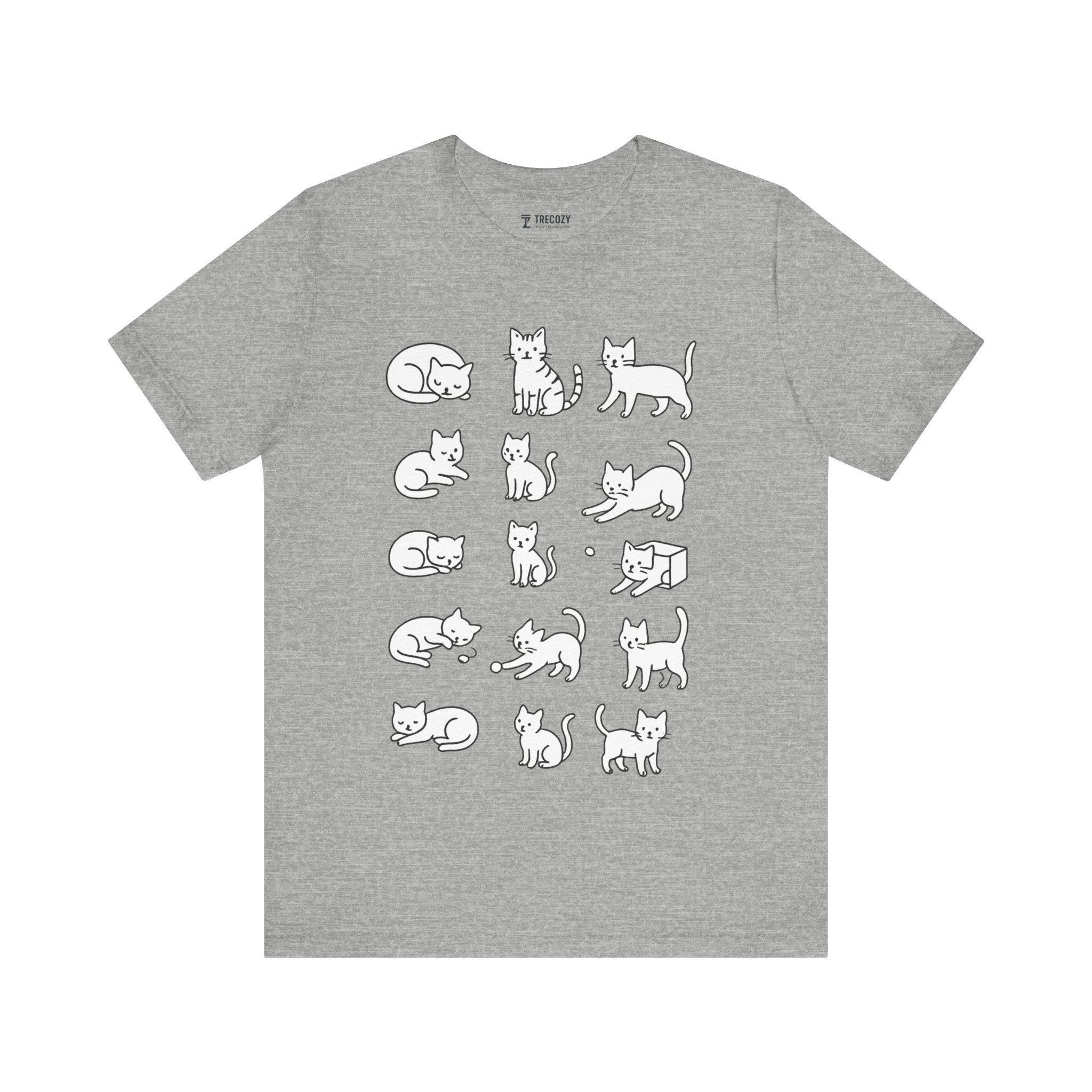 Multiple Cats Playing Tee, Cozy Cat Lover Shirt, Gift for Pet Owners, Cute Animal Top, Cat with Flowers