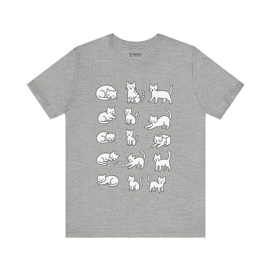 Multiple Cats Playing Tee, Cozy Cat Lover Shirt, Gift for Pet Owners, Cute Animal Top, Cat with Flowers