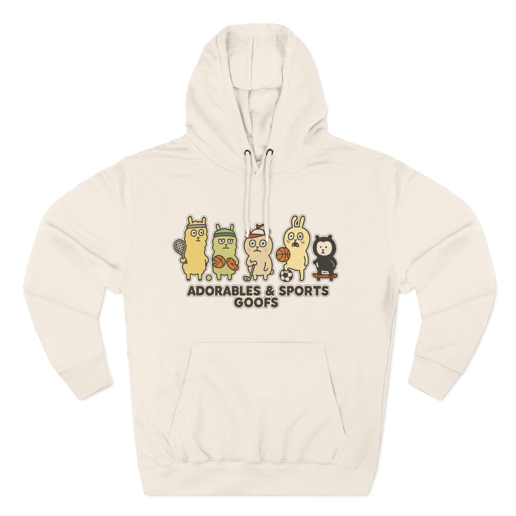 Adorable Characters Fleece Hoodie, Cozy Sweatshirt, Relaxed Apparel, Gift for Friends, Casual Wear, Chill Hoodie