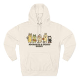 Adorable Characters Fleece Hoodie, Cozy Sweatshirt, Relaxed Apparel, Gift for Friends, Casual Wear, Chill Hoodie