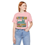 Catitude Purr More Stress Less Cat Tee, Cozy Cat Lover Shirt, Gift for Pet Owners, Trending Cute Animal Top, Cute Cat Tee