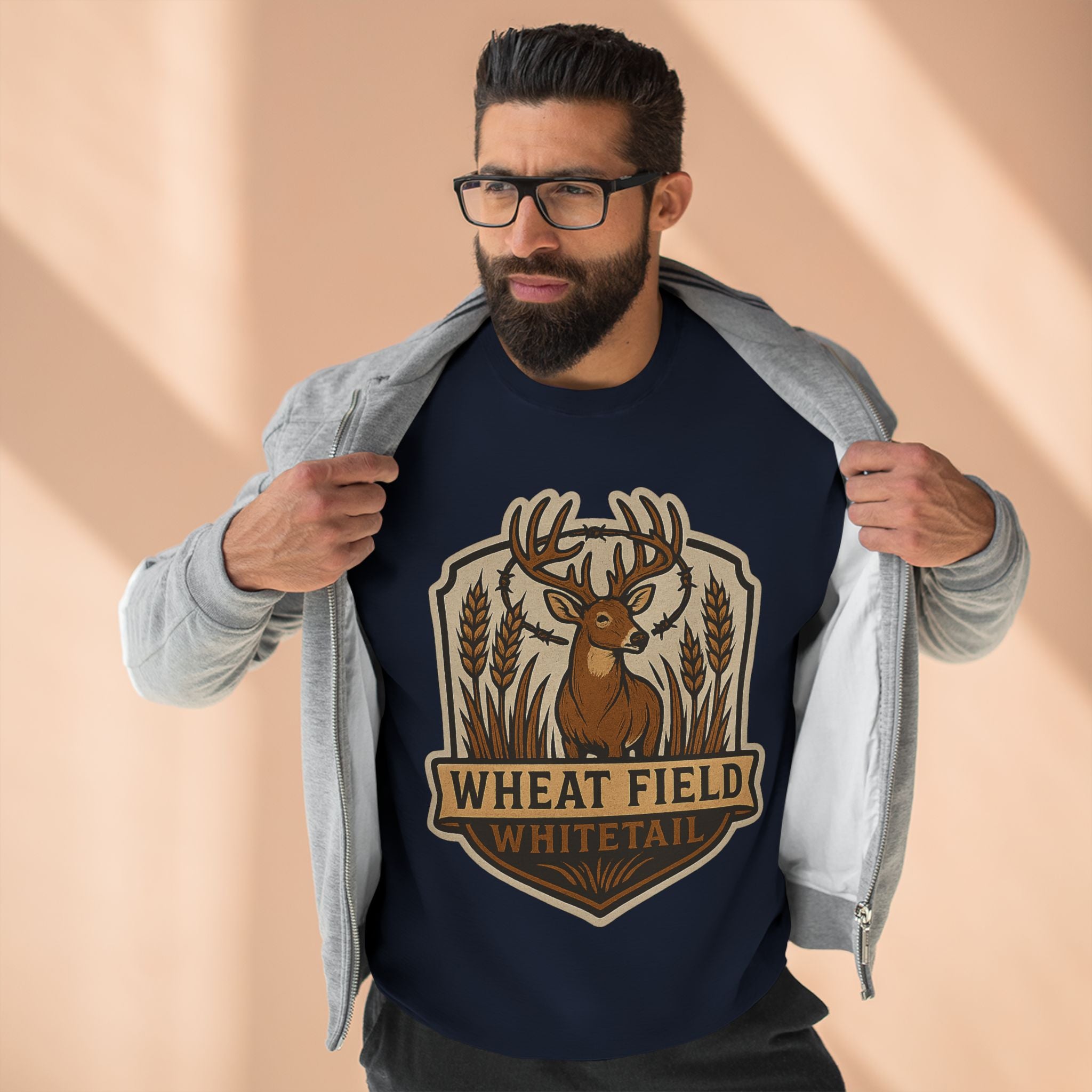 Wheat Field Whitetail Deer Sweatshirt - Unisex Cozy  Crewneck, Fall Fashion, Nature Lover Apparel, Casual Style