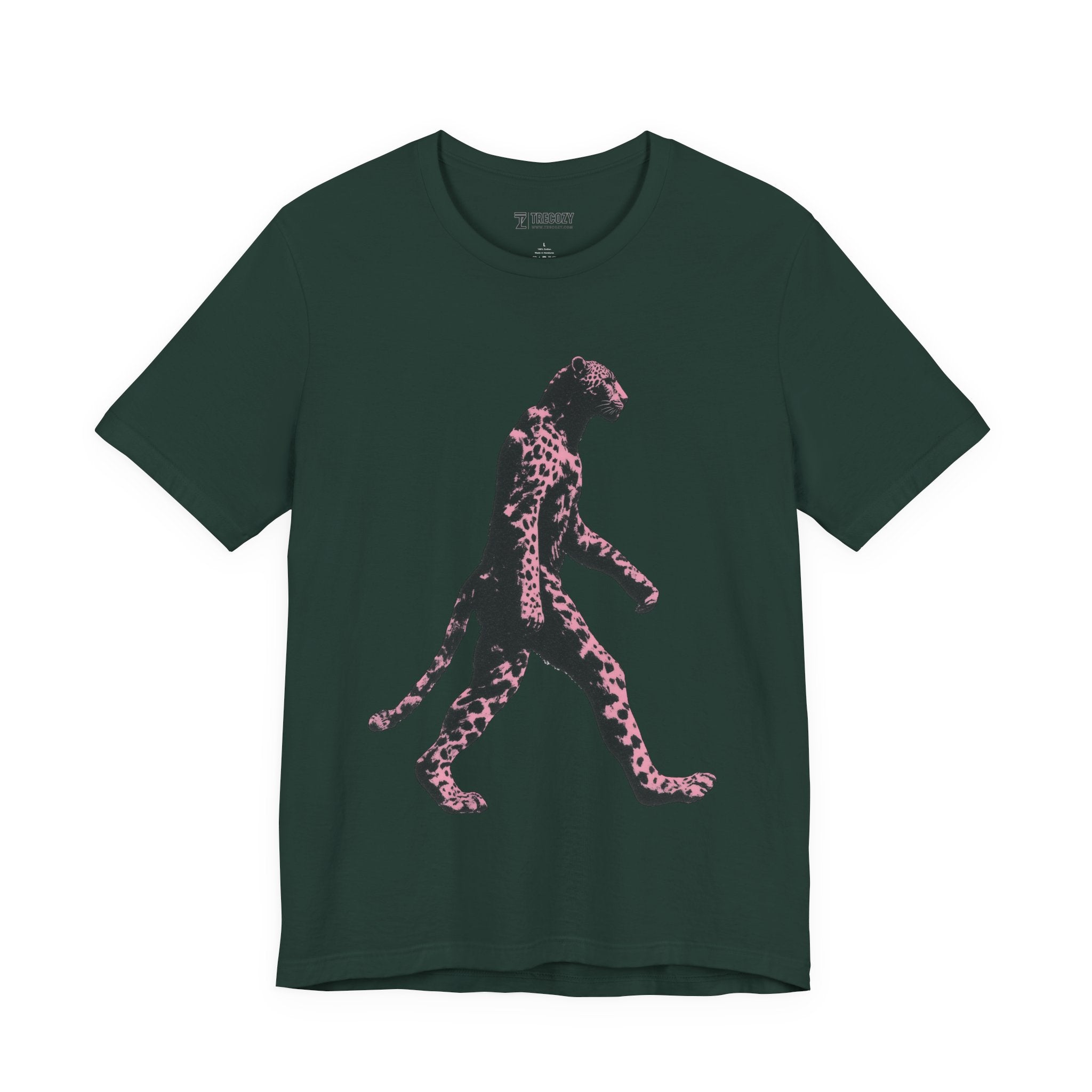 Pink Panthera Walk – Bold Leopard-Inspired T-Shirt, Fierce Urban Jungle Graphic Tee, Bold Animal Print Shirt