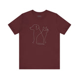 Cute Pet Outline Unisex Tee, Dog Lover Gift, Cat Mom Shirt, Animal Lover Apparel, Everyday Casual Wear, Animal Adoption Awareness