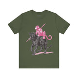 Warrior Monkey & Panther – Bold Tribal-Inspired T-Shirt, Fierce Jungle Duo Graphic Tee, Bold Animal Print Shirt