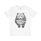 Bear with Fish Catch – Hand-Drawn Wildlife T-Shirt, Rustic Nature Graphic Tee, Artisan Wildlife Graphic Tee