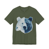 Bear & Fish Duality – Artistic Wildlife Fusion T-Shirt, Nature-Inspired Graphic Tee