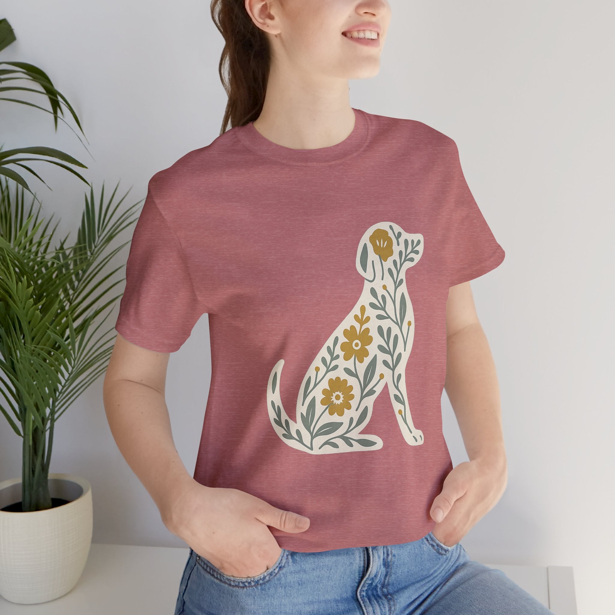 Floral Dog Lover Tee, Pet Shirt, Unisex Animal Tee, Gift for Dog Owners, Eco-Friendly Apparel