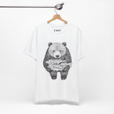 Bear with Fish Catch – Hand-Drawn Wildlife T-Shirt, Rustic Nature Graphic Tee, Artisan Wildlife Graphic Tee