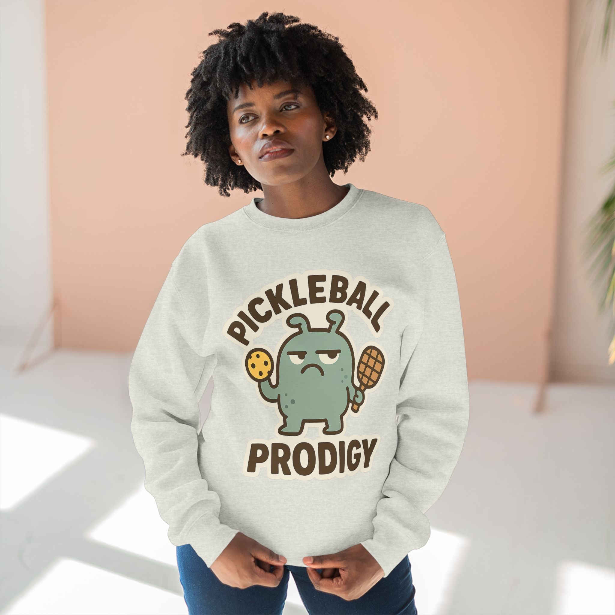 Pickleball Prodigy Unisex Crewneck Sweatshirt, Funny Pickleball Gift for Players, Sports Sweatshirt for Kids and Adults
