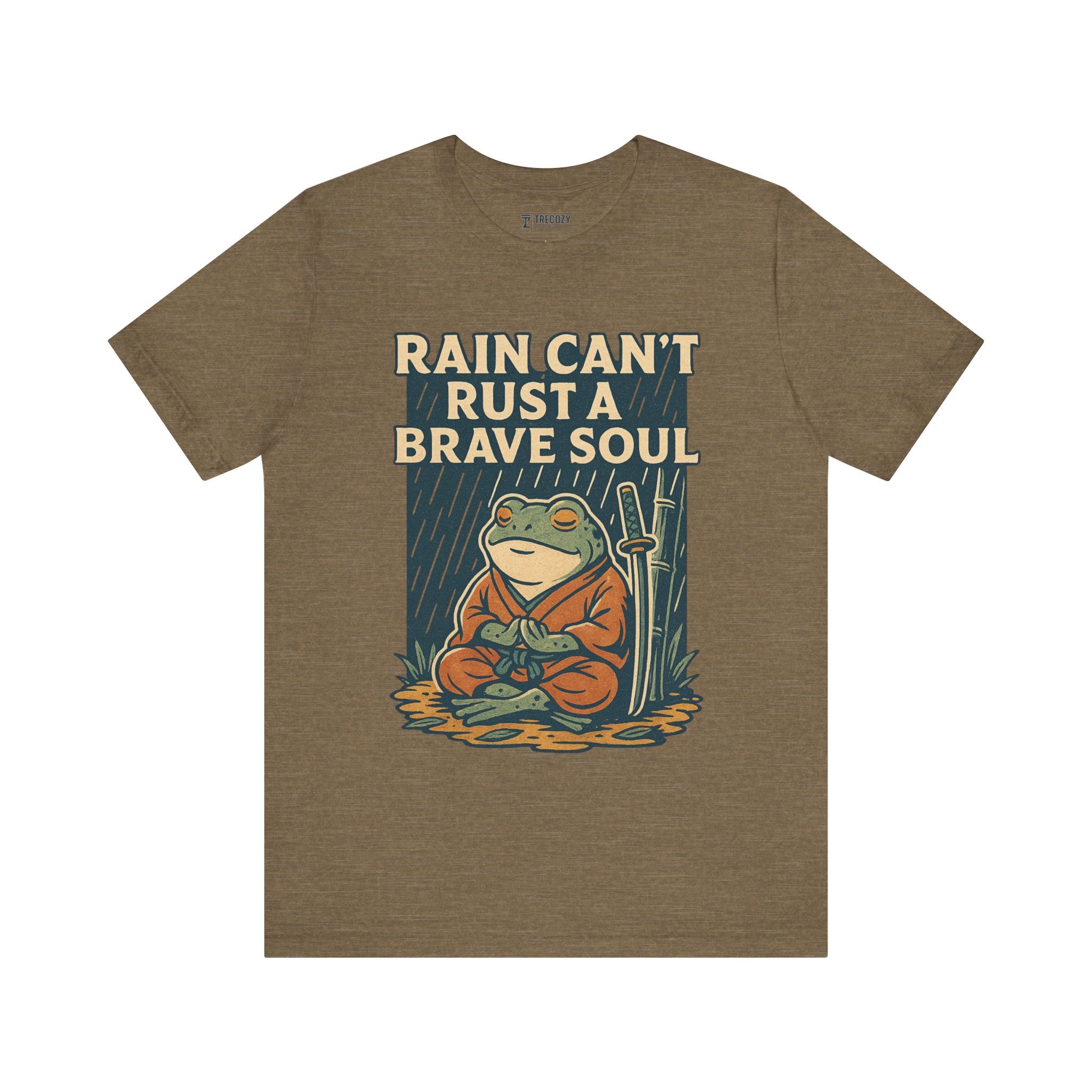 Rain Can’t Rust a Brave Soul – Japanese Ukiyo-e Samurai Frog T-Shirt, Zen Warrior Graphic Tee