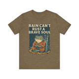 Rain Can’t Rust a Brave Soul – Japanese Ukiyo-e Samurai Frog T-Shirt, Zen Warrior Graphic Tee