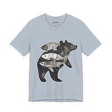 Bear & Fish – Nature T-Shirt, Artisan Wildlife Graphic Tee, Bear Graphic T-Shirt, Wildlife Lover Shirt