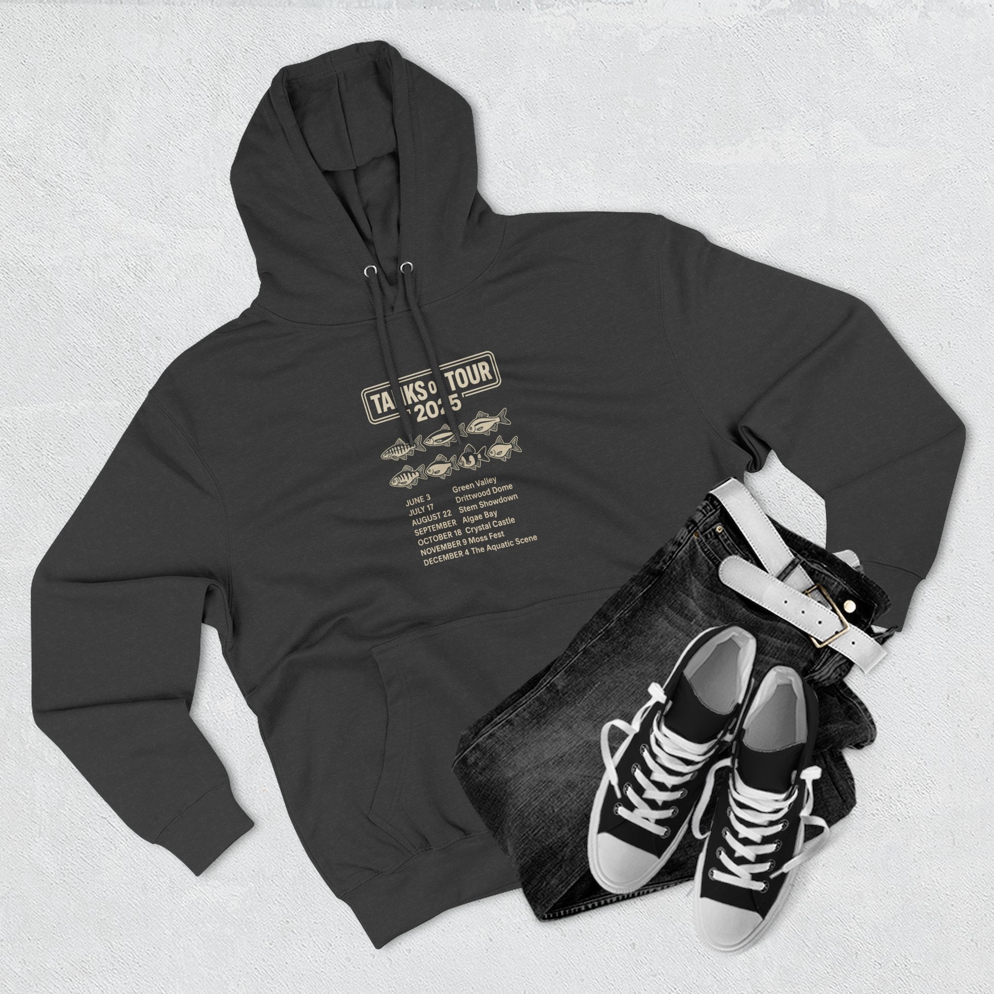 Tanks on Tour Fleece Hoodie - Unleash Happiness, Pet Parent Gift, Cozy Sweatshirt, Fish Lover Wardrobe, Comfortable Hooded Sweatshirt