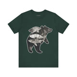 Bear & Fish – Nature T-Shirt, Artisan Wildlife Graphic Tee, Bear Graphic T-Shirt, Wildlife Lover Shirt
