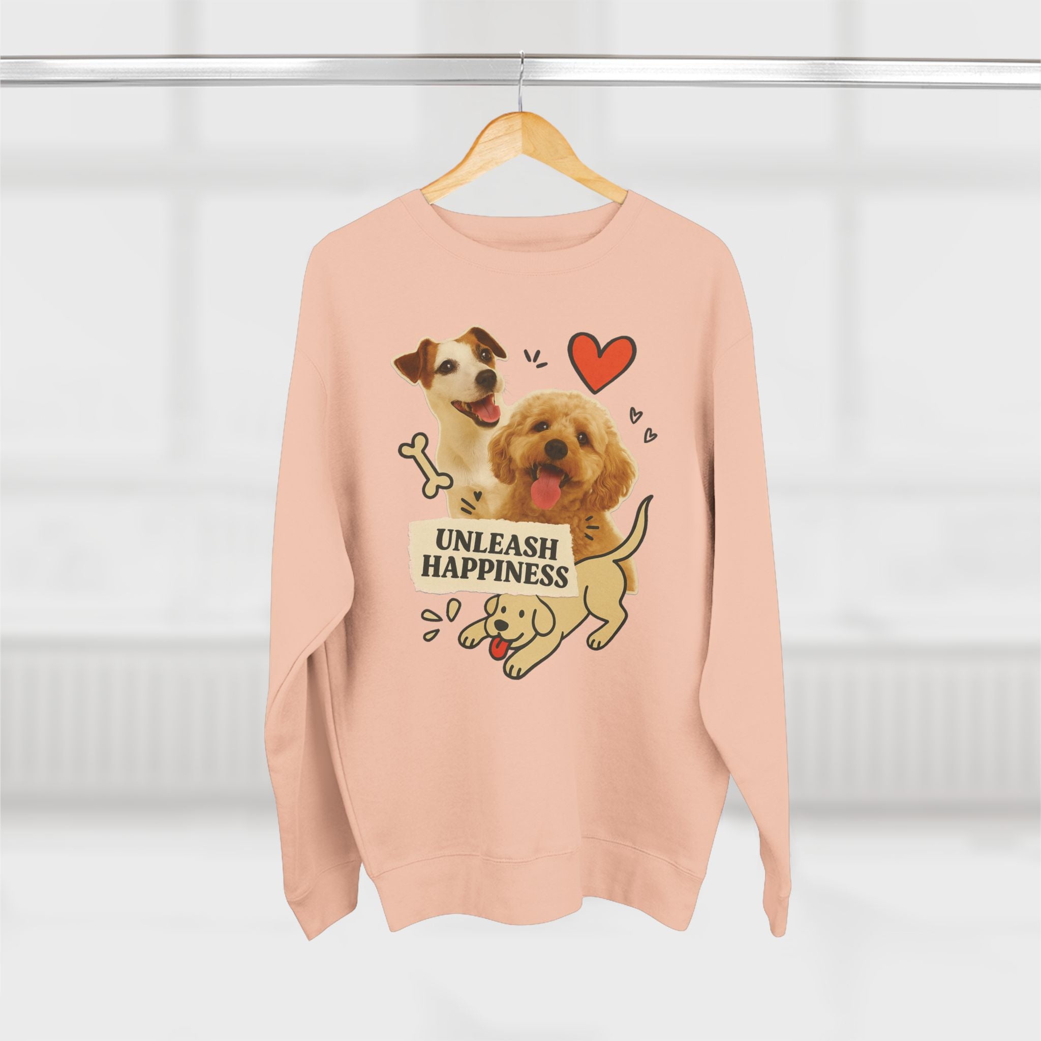 Unleash Happiness Dog Sweatshirt, Funny Pet Lover Gift, Cute Unisex Crewneck, Animal Lover Apparel, Cozy Gift for Dog Owners
