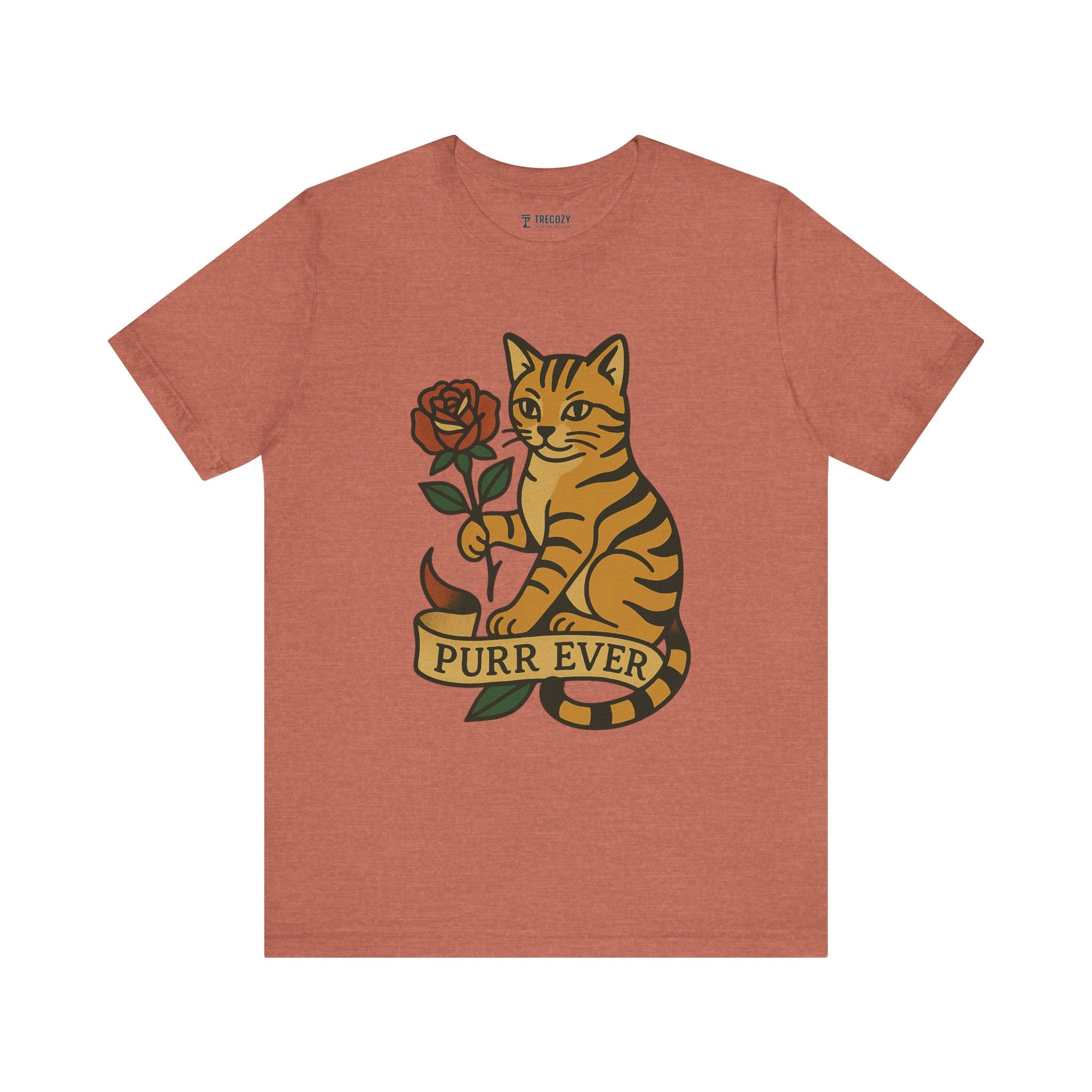 Purr Ever Cat Tee, Cozy Cat Lover Shirt, Gift for Pet Owners, Cute Animal Top, Cat with Flowers